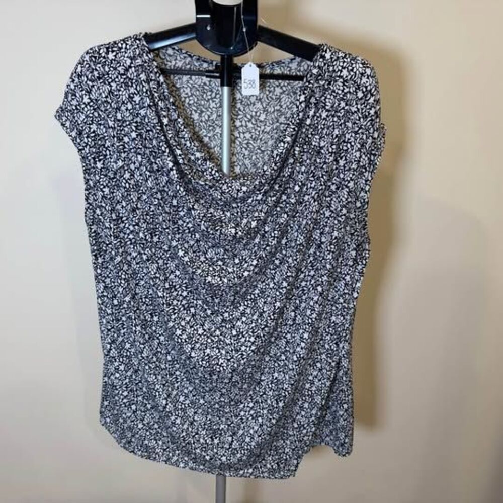 Lane Bryant Black and White Floral Cowl Neck Sleeveless Top size 18/20